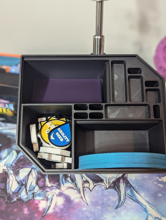 3D Printed P0k3mon Trading Card Game Tin Insert For Large Tins V2 | Customizable Dice and Token Holder Monochrome